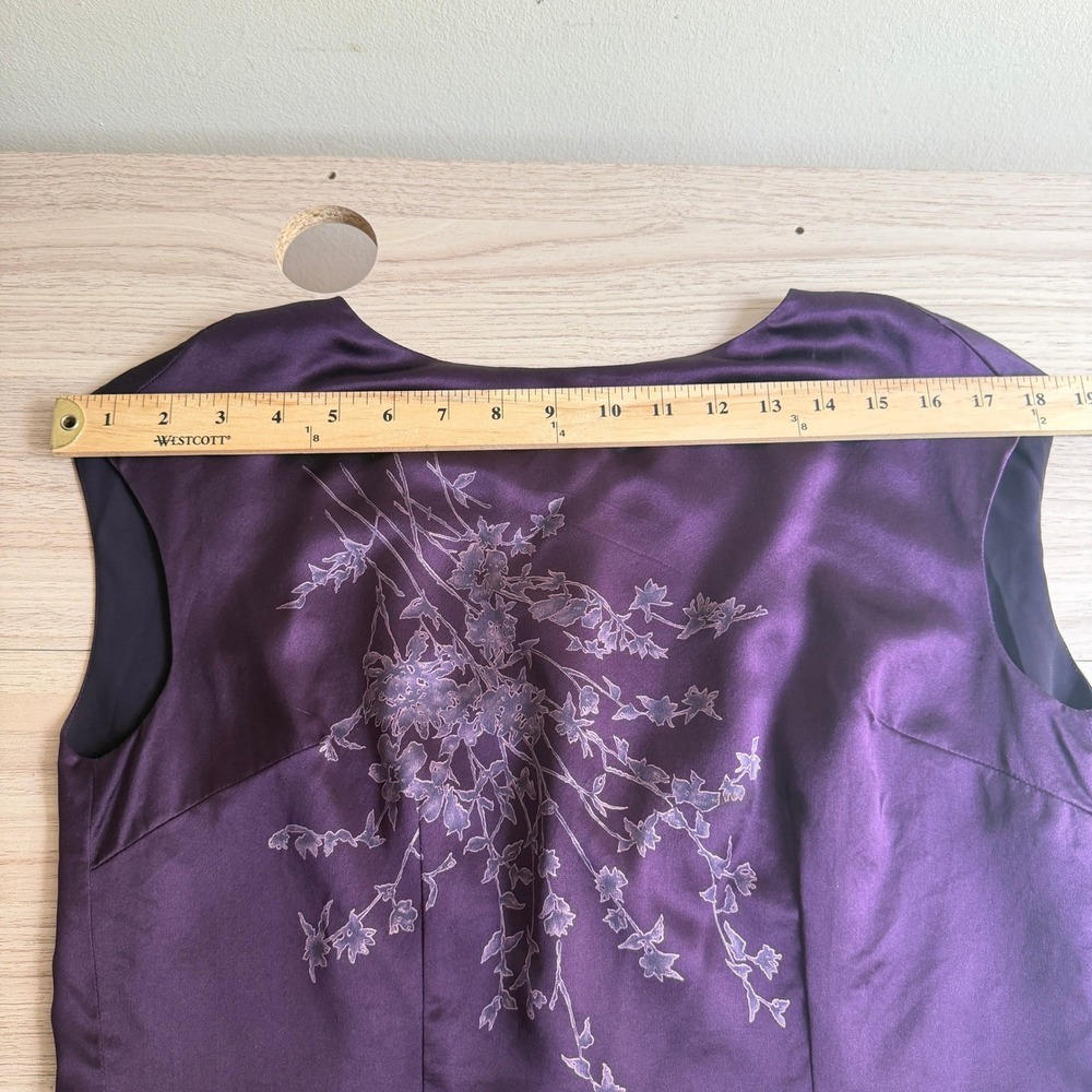 Vintage Dana Buchman Silk Floral Sleeveless Blouse Purple 6 Whimsigoth - Picture 4 of 7